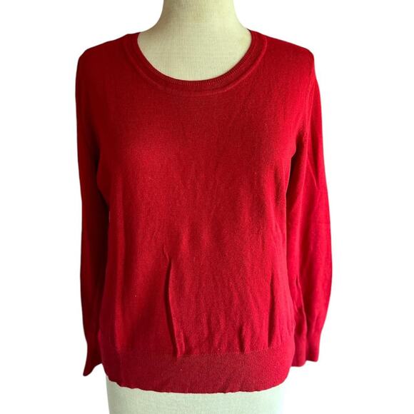 Womens Sweater Size Large Petite Red Classic Academia Professional Preppy Office - Picture 5 of 7